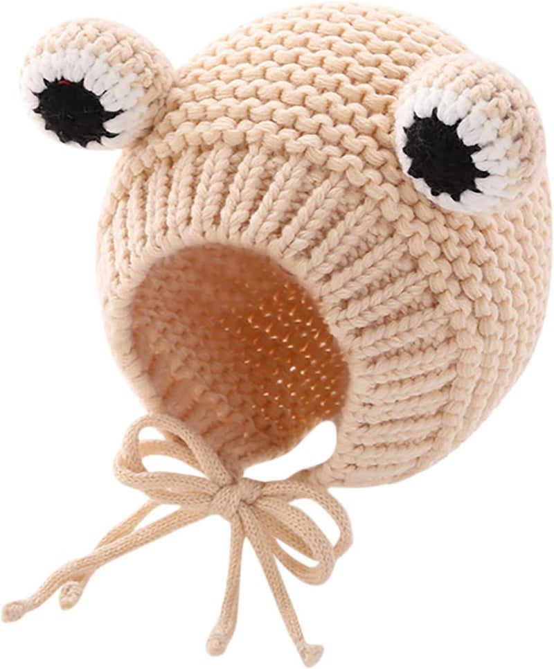 MINGSEECESS Kids Knitted Beanie Hat Cute Frog Cartoon Winter Warmer Cap with Big Eyes for Baby Boys Girls - Image 1